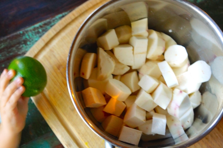 chopped peeled yuca